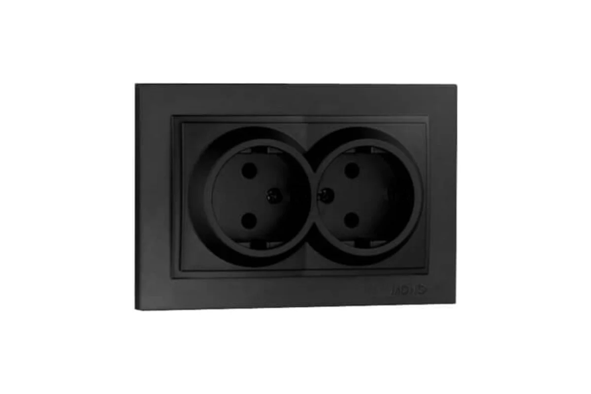 Розетка двойная без заземления Mono Electric Despina графит 102-202005-121