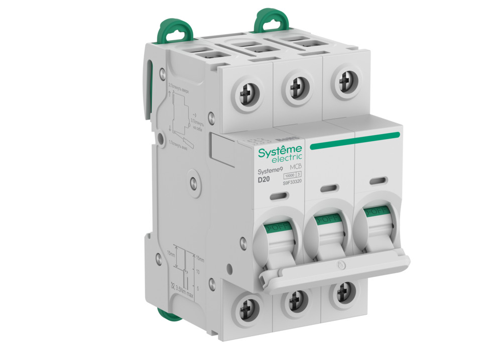 Systeme Electric Systeme9 Автоматический выключатель (АВ) D 20A 3P 10kA 400В