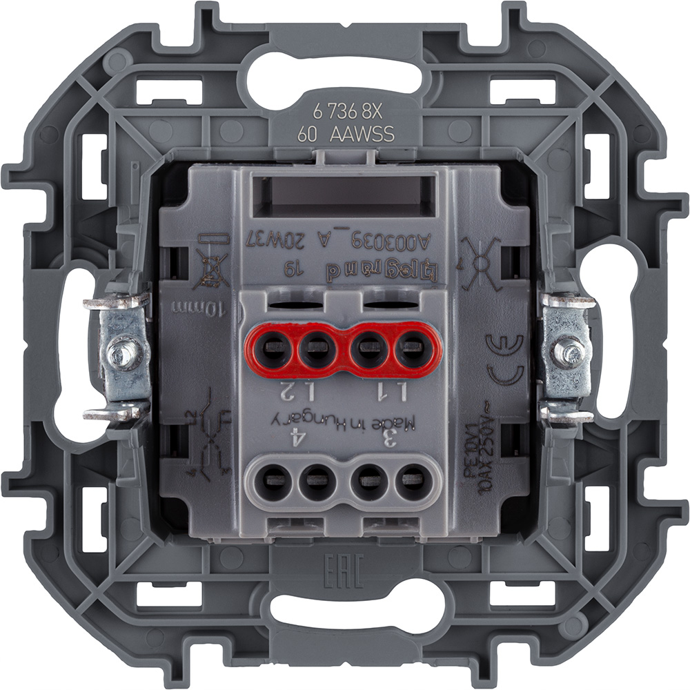 Механизм переключателя промежуточного одноклавишный Inspiria 10А IP20 250В 10AX винт. клеммы белый  673680