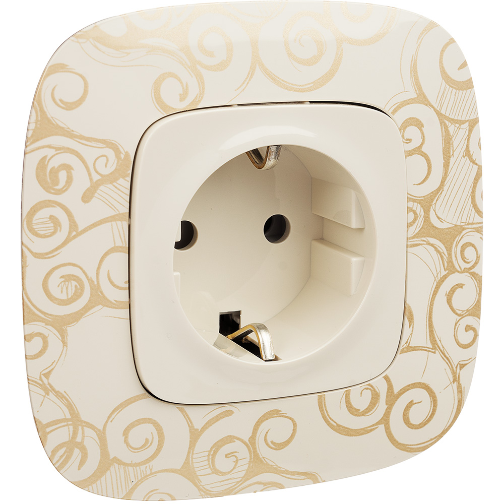 Механизм розетки 1-м СП Valena Allure 16А IP2X 250В 2P+E безвинт. клеммы с лицев. панелью сл. кость Leg 753821