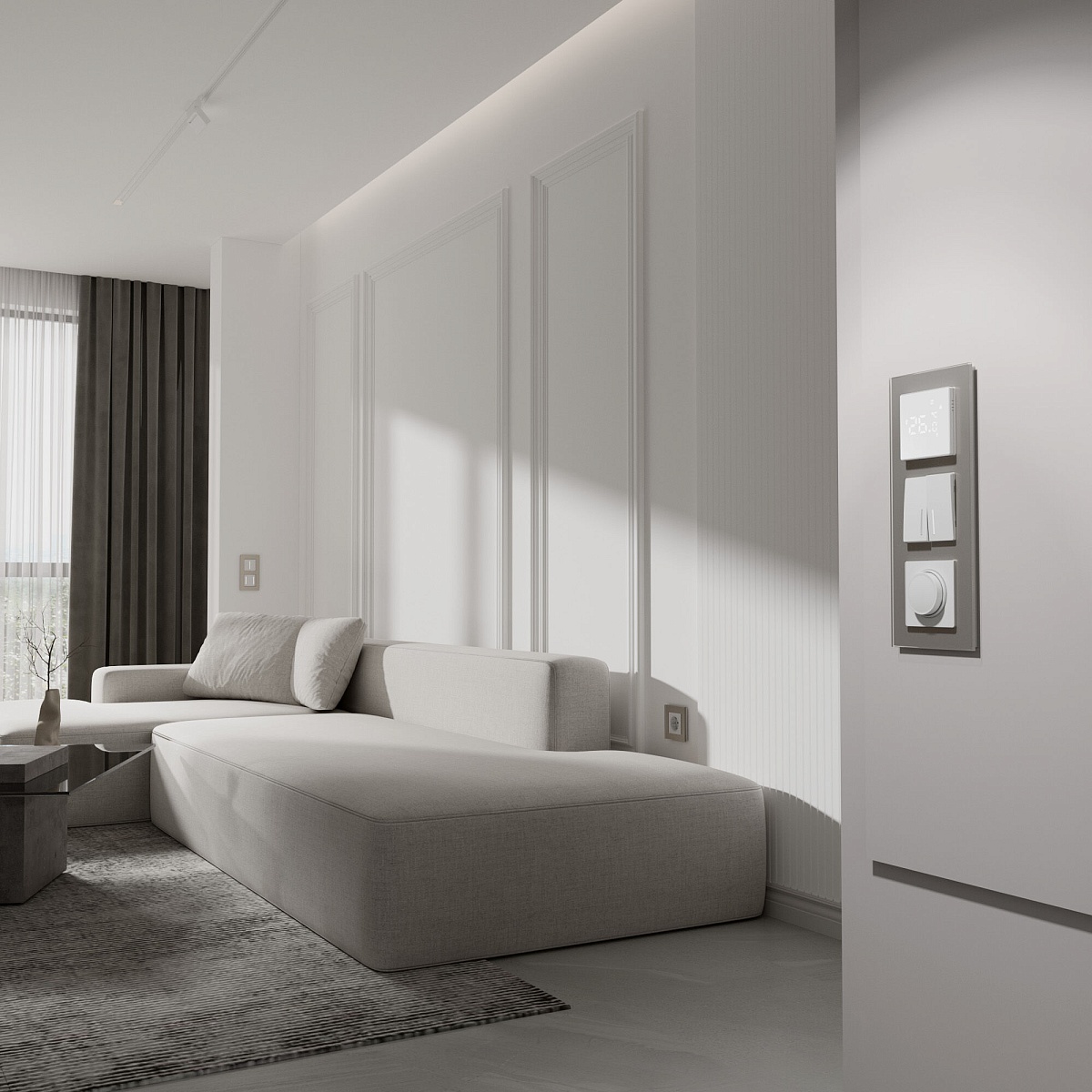 Рамка из стекла на 3 поста Senso дымчатый soft-touch W0033117