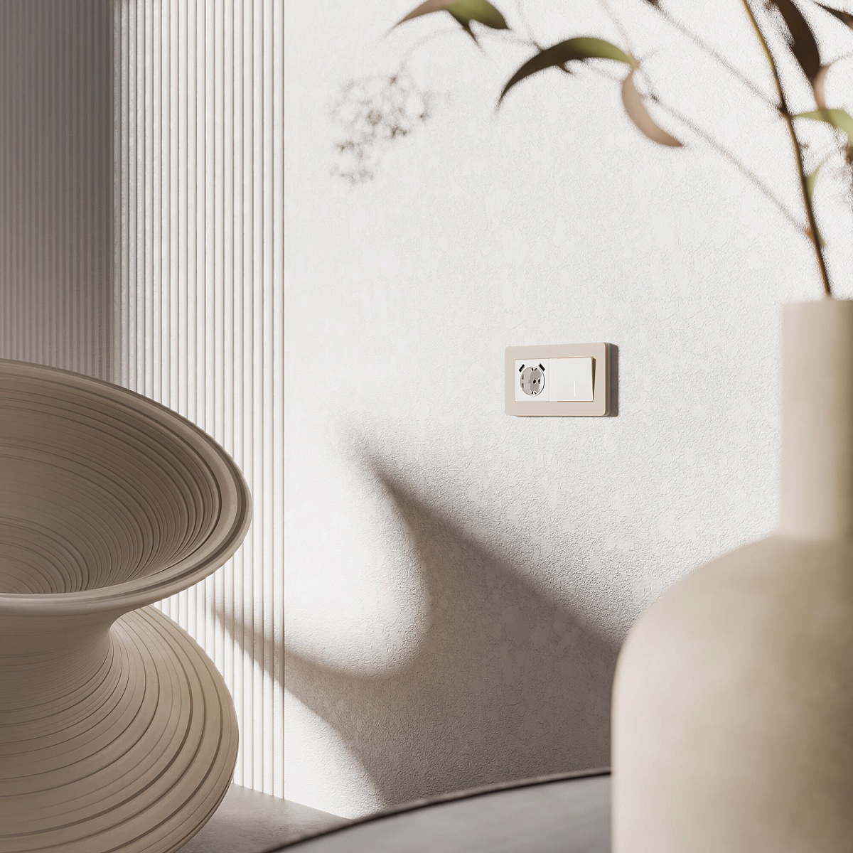 Рамка из поликарбоната на 2 поста Split айвори/белый, soft-touch W0023066