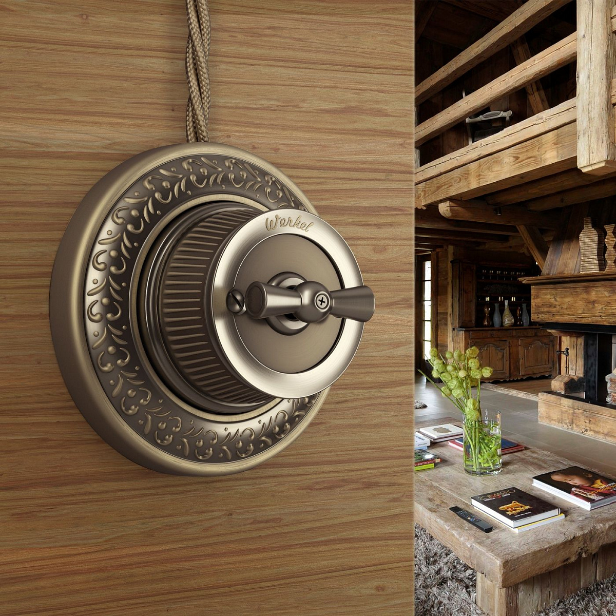 Переключатель одноклавишный матовый хром ретро WL19-01-03