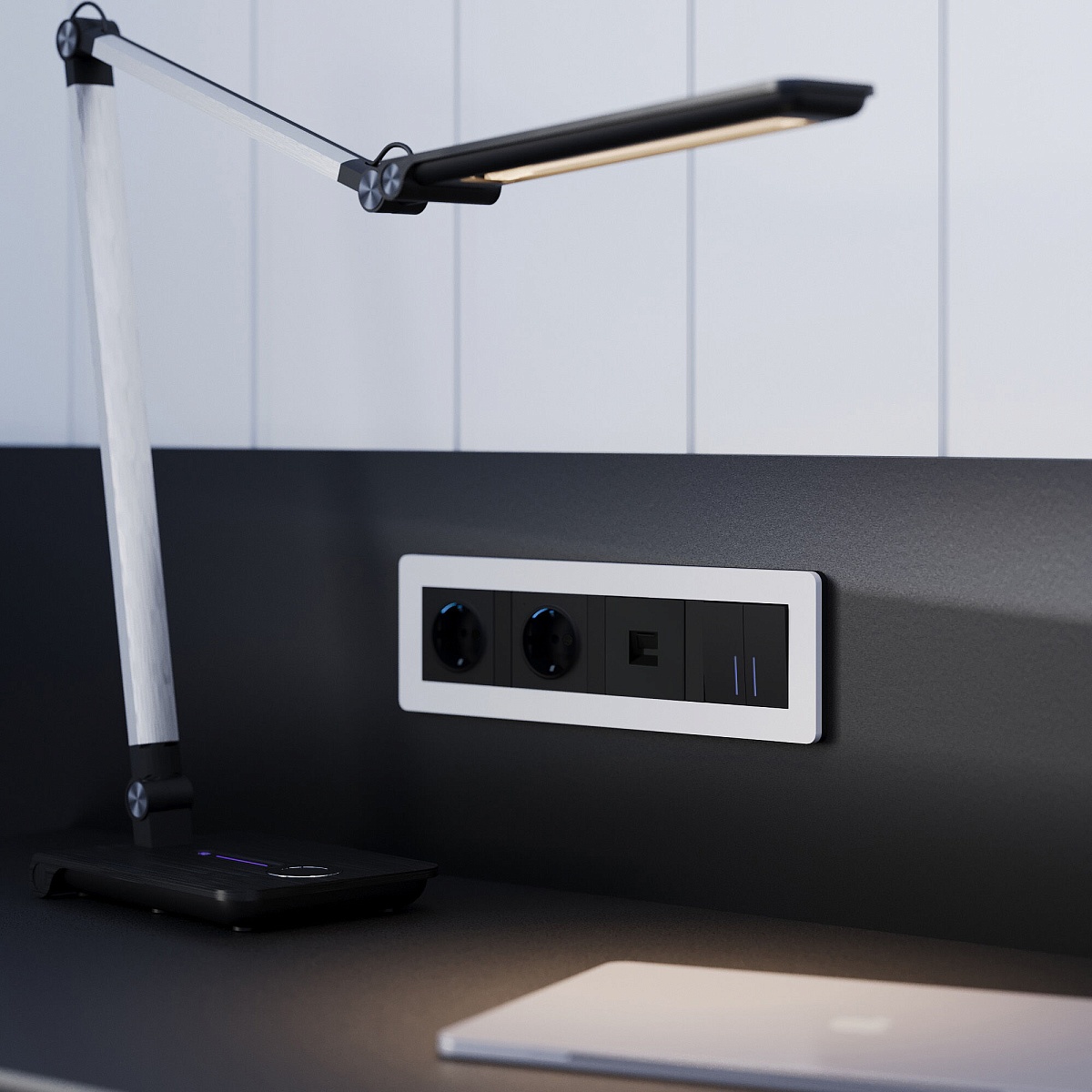 Рамка из поликарбоната на 4 поста Split белый/черный, soft-touch W0043068